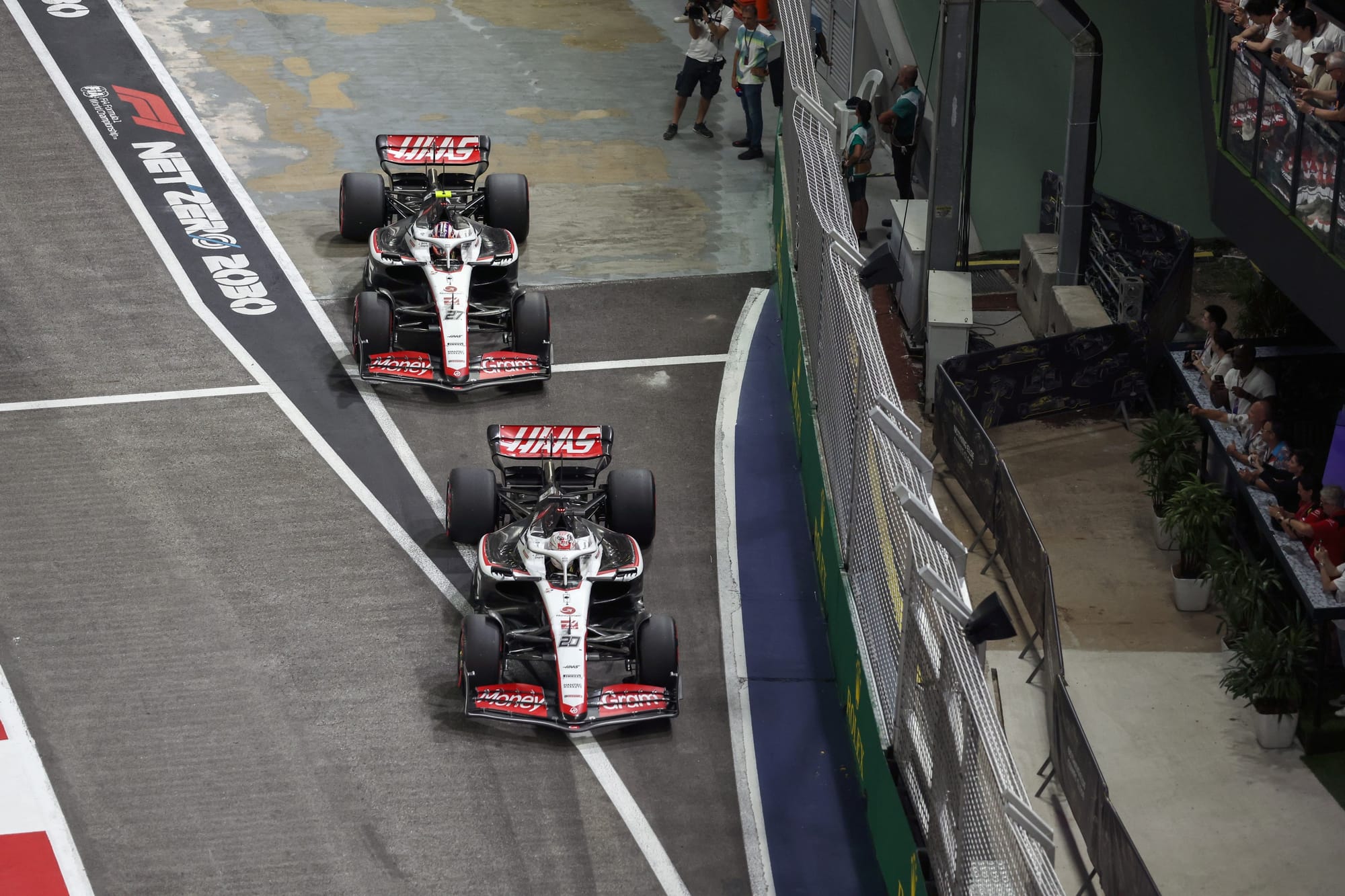 Kevin Magnussen and Nico Hulkenberg, Haas, F1