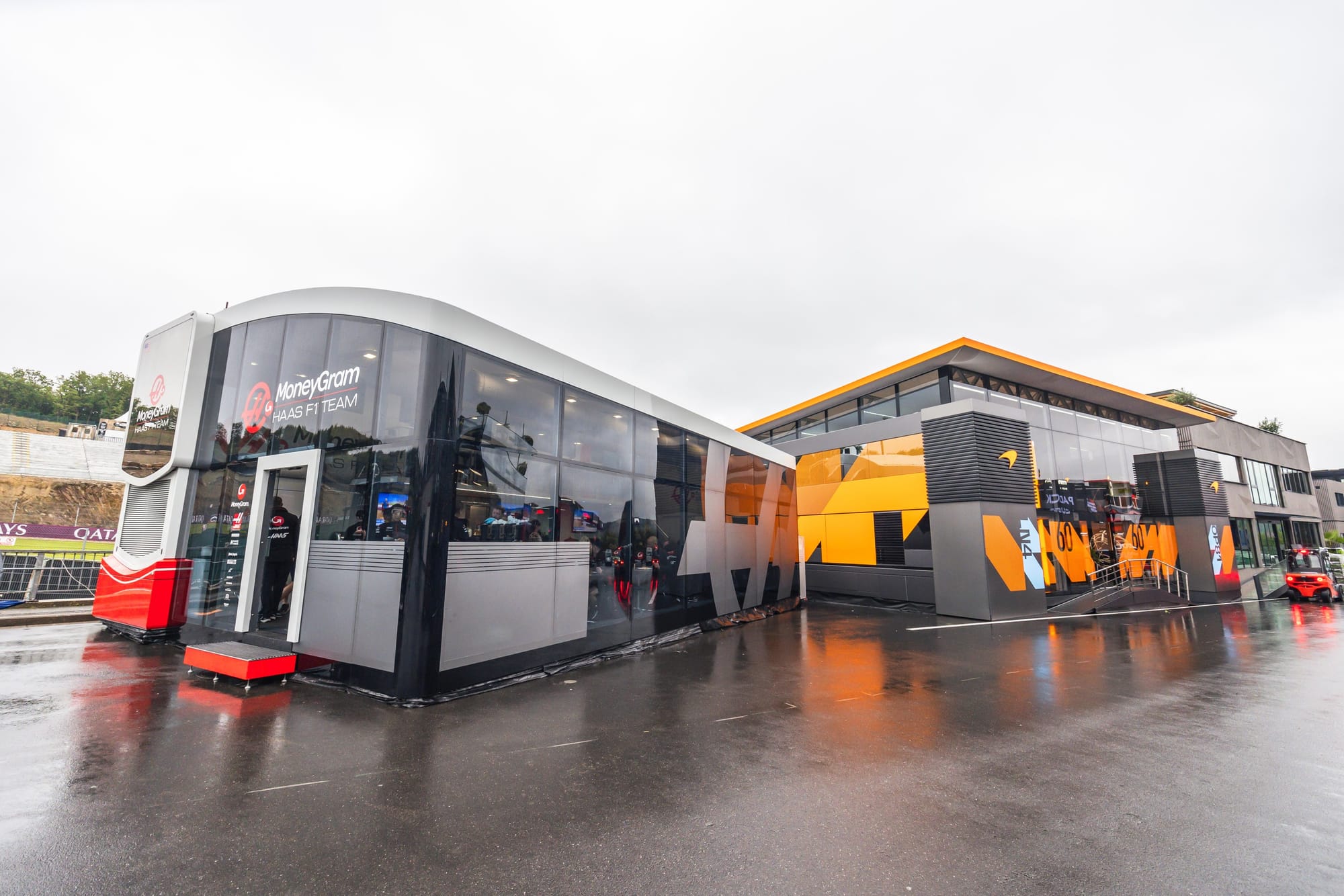 Haas and McLaren F1 motorhomes